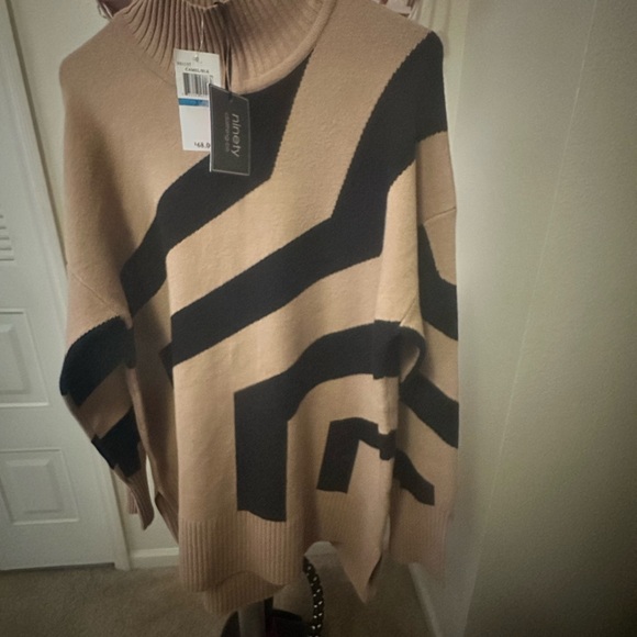 Black and Camel colored W/Stripes Sweater Dress - Picture 5 of 8